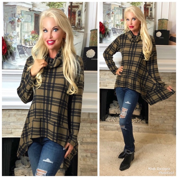 🛍LAST Plaid Shark Bite Hem Plaid Super Cozy Tunic - Picture 2 of 6